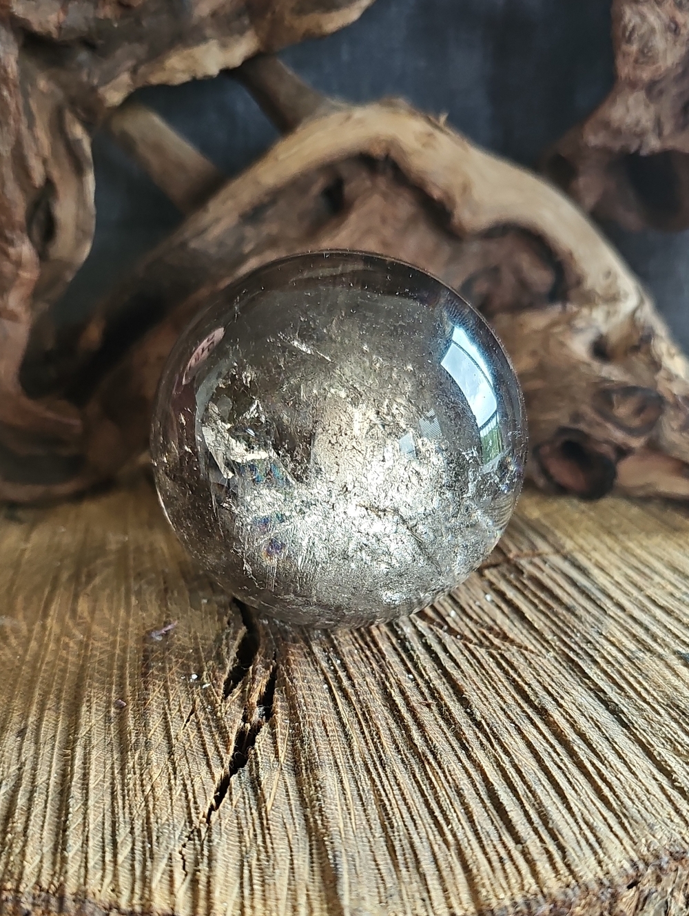 Smoky Quartz Decorative Crystal Sphere - Natural Brown Accent
